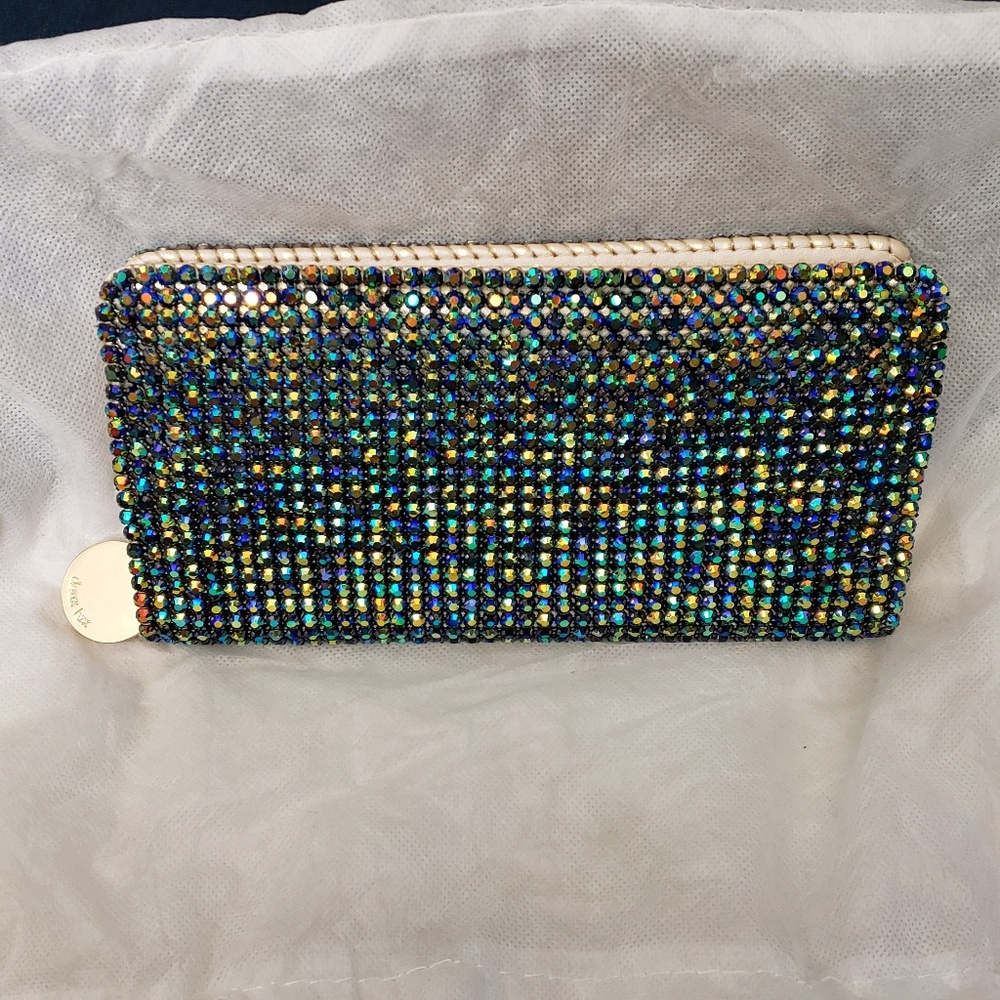 Deux Lux crystal rhinestone zip wallet clutch♡